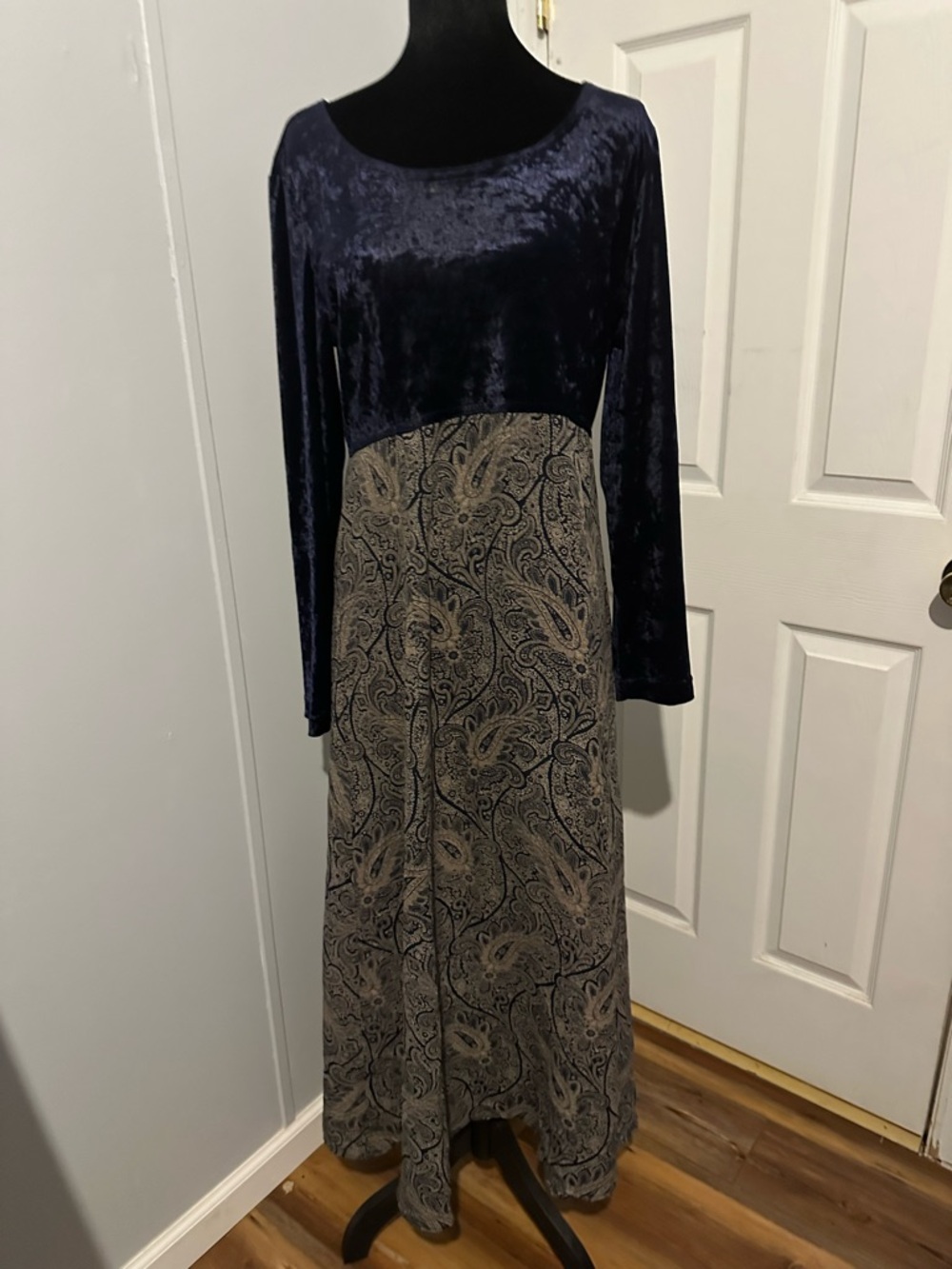 Jonathan Martian Navy Velvet Top‎ Paisley Maxi Dress